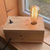 Houten vintage Edison gloeilamp tafellamp