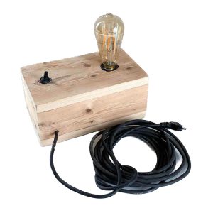 Houten vintage Edison gloeilamp tafellamp