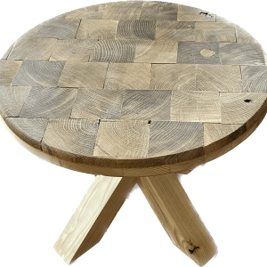 Rond Houten bijzet tafeltje met Mozaïek patroon